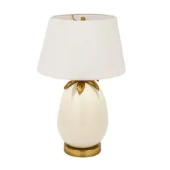 Hello Honey&reg; 22" White & Gold Tropical Table Lamp with Pineapple Detail