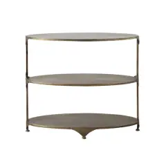 Hello Honey&reg; 31'' Antique Gold Oval Metal 3-Tier Shelf Side Table