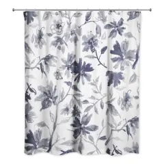 Floral Pattern Shower Curtain Navy
