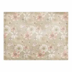 Watercolor Florals Cotton Twill Placemat Tan