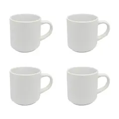 10oz. White Stackable Ceramic Sublimation Mugs, 4ct. by Make Market&reg;