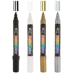 DecoColor&reg; Black, White, Gold & Silver Chisel Tip Acrylic Paint Marker Set
