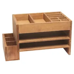 Elegant Designs Natural Wood Cubbies & Letter Tray Desk Organizer