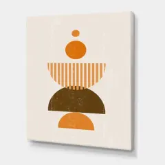 Designart - Abstract Minimal Sun and Moon In Earth Tones I - Modern Canvas Wall Art Print