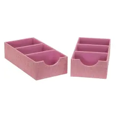 Household Essentials 3-Compartment Drawer Organizers, 2ct. Pink