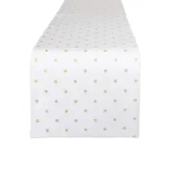 Metallic White/Gold Reversible Polka Dot Table Runner 13" x 90"