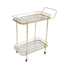 Hello Honey&reg; Art Deco 2-Tier Mirrored Metal Bar Cart