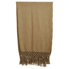 Hello Honey&reg; Olive Woven Cotton Throw Blanket with Crochet & Fringe