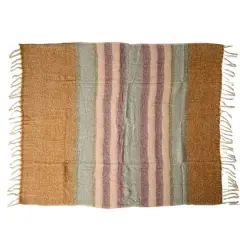 Hello Honey&reg; Multicolor Dark Striped Acrylic and Wool Throw Blanket