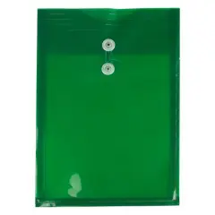 JAM Paper Legal Size Plastic Envelopes with Button & String Tie Closure, 12ct. Green