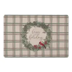 Happy Holidays Plaid Floor Mat