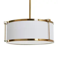 Hello Honey&reg; Robert Stevenson Lighting Harrison Metal Ceiling Light with Captured Linen Shade White/Brushed Brass