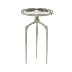 13" Contemporary Round Silver Raised Edge Accent Table