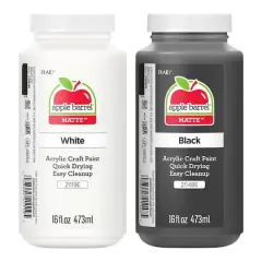Apple Barrel&reg; 16oz. Acrylic Black & White Paint Set
