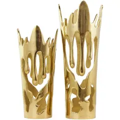 Gold Aluminum Drip Vase with Melting Designed Body Set