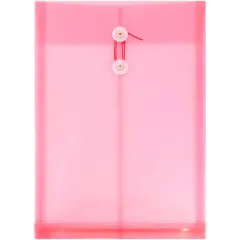 JAM Paper Legal Size Plastic Envelopes with Button & String Tie Closure, 12ct. Pink