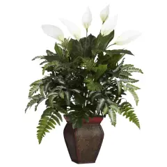 2.5ft. Mixed Greens & Peace Lily In Decorative Vase