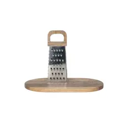 Hello Honey&reg; Steel Grater & Mango Wood Cheese Board Set