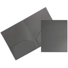 JAM Paper Heavy Duty Plastic 2-Pocket Folders, 6ct. Gray
