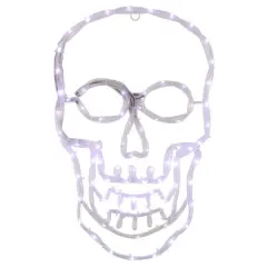 18" White Skull 4-Function LED Halloween Window Silhouette