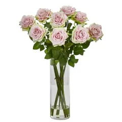Rose Arrangement In Cylinder Vase Light Pink