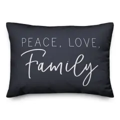 20" x 14" Peace Love Family Versatile Throw Pillow Navy