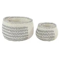 Gray Polyester Country Storage Basket Set