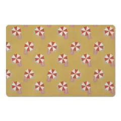 Umbrella Pattern Floor Mat Yellow and Red