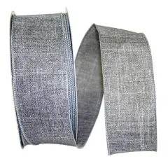 JAM Paper 2.5" x 50yd. Linen Wired Ribbon Gray