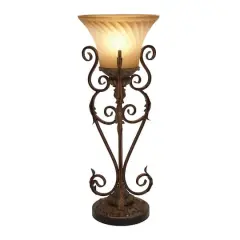 Set of 2" Brown Metal Mediterranean Uplight, 30"