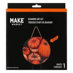 8" Pumpkins Round Wood Plaque Diamond Art Kit by Make Market&reg;