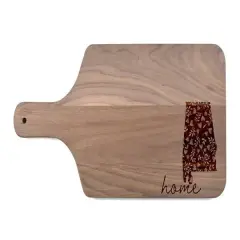 17" Floral Home State Walnut Paddle Cutting Board Alabama