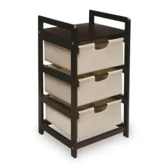 Badger Basket 3 Bin Hamper/Storage Unit Espresso/Ecru