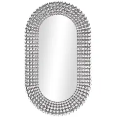 Silver Glass Radial Crystal Frame Wall Mirror 28" x 1" x 48"
