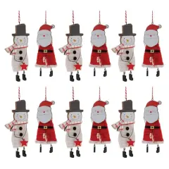6.5" Wood & Felt Snowman & Santa Ornaments Set