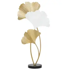 24" White & Gold Metal Modern Nature Sculpture
