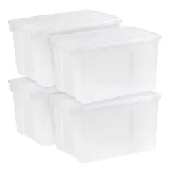 IRIS&reg; 50qt. Clear Wing Lid Storage Boxes, 4ct.