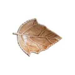 Hello Honey 6.5" Brown Enameled Aluminum Leaf Shaped Dish