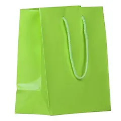 JAM Paper Medium Glossy Gift Bags, 3ct. Lime Green