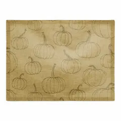 Mustard Yellow Pumpkin Pattern Cotton Twill Placemat