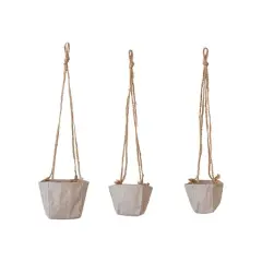 Hello Honey&reg; Natural Round Jute & Cotton Hanging Planter Set