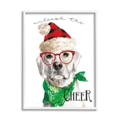 Stupell Industries Unleash The Cheer Holiday Dog Framed Giclee Art White