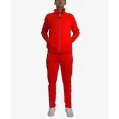 Men's Performance Reflective Track Jacket & Jogger 2-Piece Set Salmon