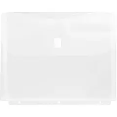 JAM Paper 9.5" x 11.5" Hook & Loop Closure 3-Hole Punch Plastic Envelopes, 12ct. Clear
