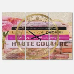 Designart Fashionista Reads Fashion 3 Panel Oversized Wall Clock