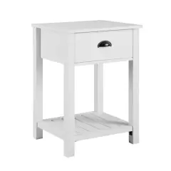 Walker Edison 18" 1-Drawer Country Side Table Brushed White