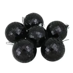 6ct. 3" Black Disco Glass Ball Ornaments