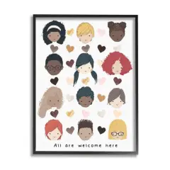 Stupell Industries All Welcome Here Child Portraits Black Framed Wall Art