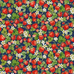Fabric Editions Navy Strawberry Cotton Fabric