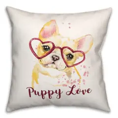 Heart Glasses Puppy Love 16" x 16" Throw Pillow